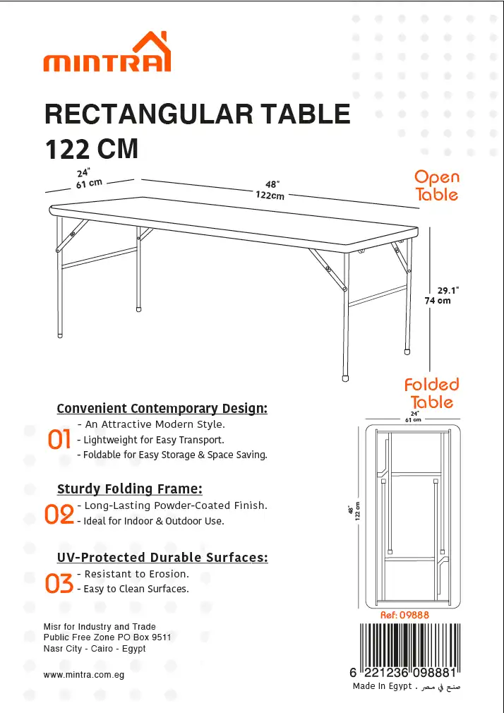R 122 White - Rectangular table 122 cm - Image 4
