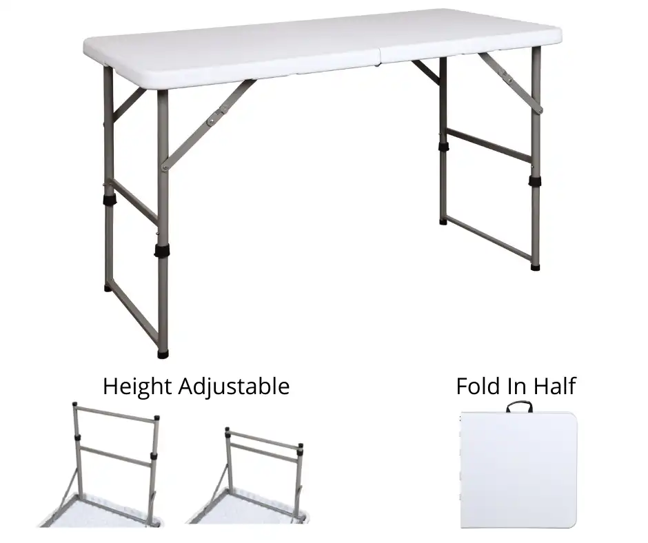 RF 122 White - Rectangular fold in half table 122 cm (Height Adjustable) - Image 5