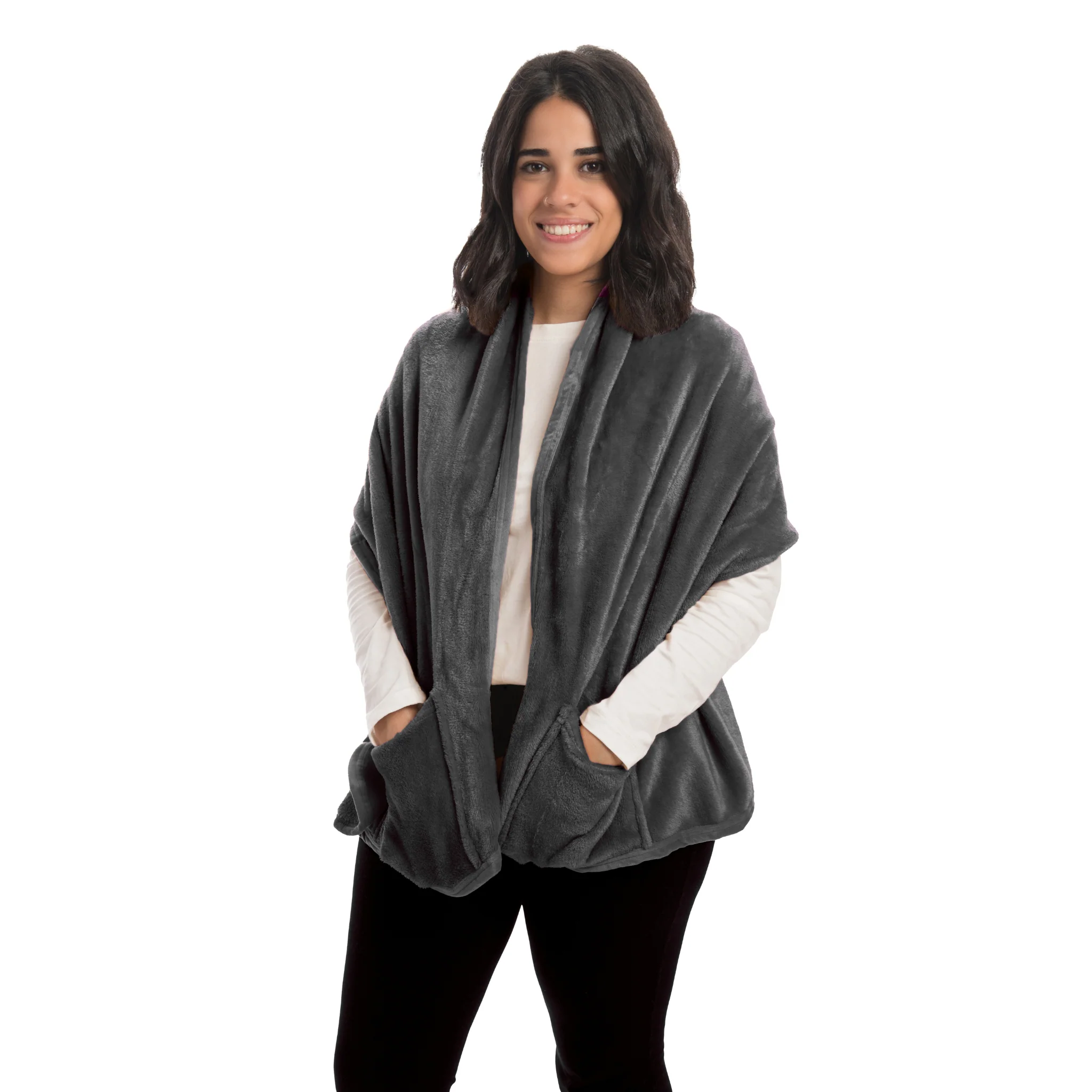 Fleece Shawl With Pockets - Image 4